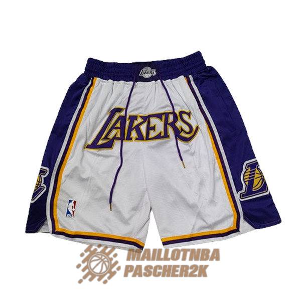shorts los angeles lakers blanc pourpre
