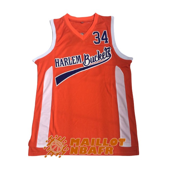 maillot Harlem buckefs shaquille o'neal 34 pelicula edition orange bleu