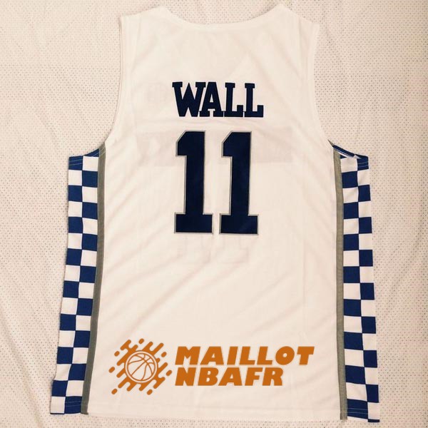 maillot NCAA kentucky john wall 11 blanc bleu<br /><span class=