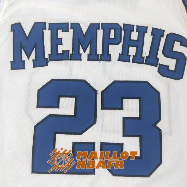 maillot NCAA memphis derrick rose 23 blanc bleu<br /><span class=