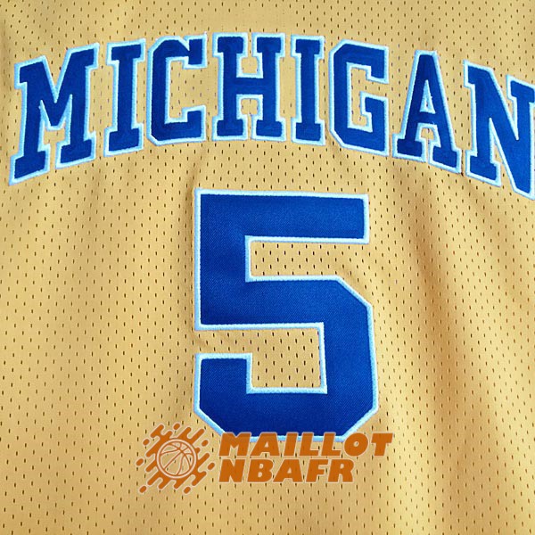 maillot NCAA michigan jalen rose 5 jaune bleu<br /><span class=