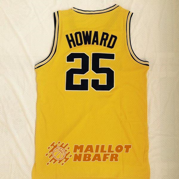 maillot NCAA michigan juwan howard 25 jaune noir<br /><span class=