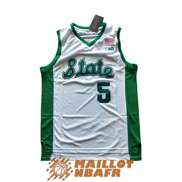 maillot NCAA michigan state spartans cassius winston 5 blanc