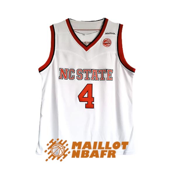 maillot NCAA ncstate dennis smith jr 4 blanc rouge