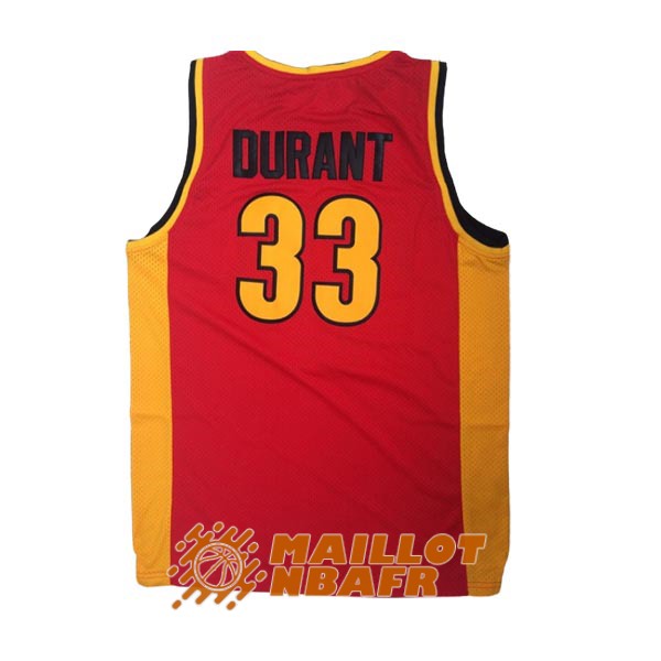 maillot NCAA oak hill kevin durant 33 rouge jaune