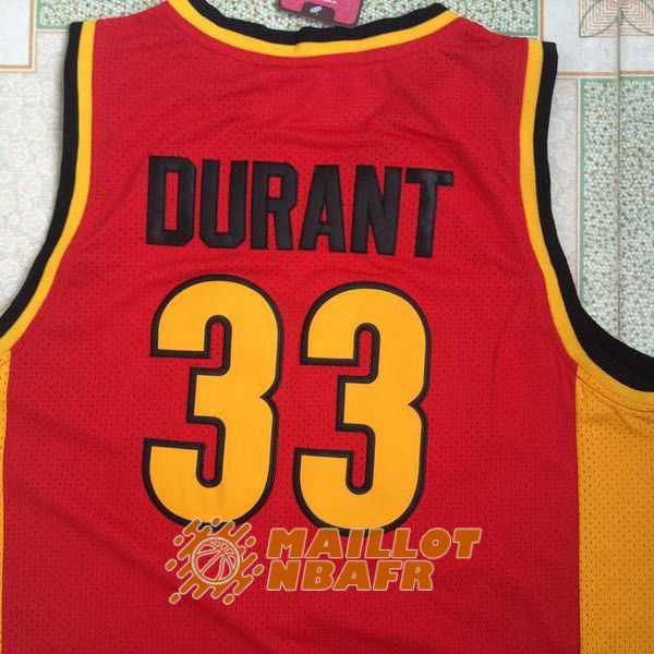 maillot NCAA oak hill kevin durant 33 rouge jaune