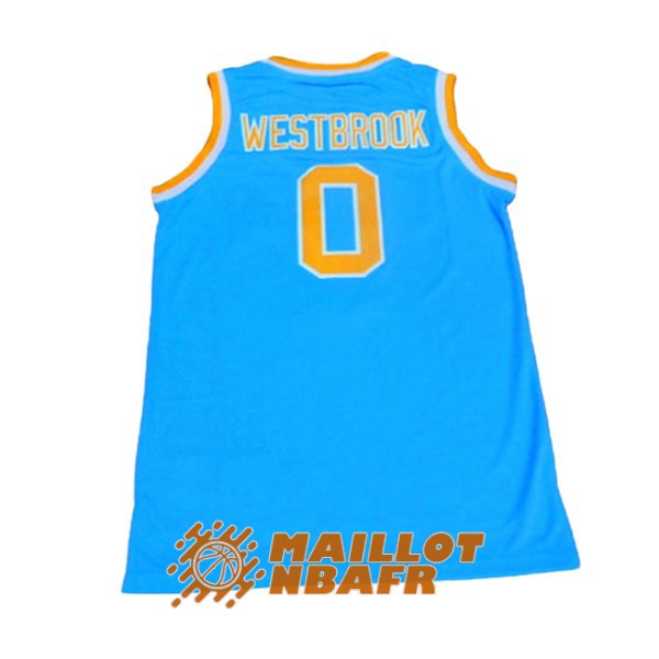 maillot NCAA ucla russell westbrook 0 bleu clair jaune