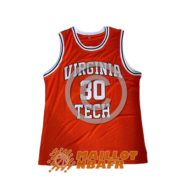 maillot NCAA virginia tech dell curry 30 orange
