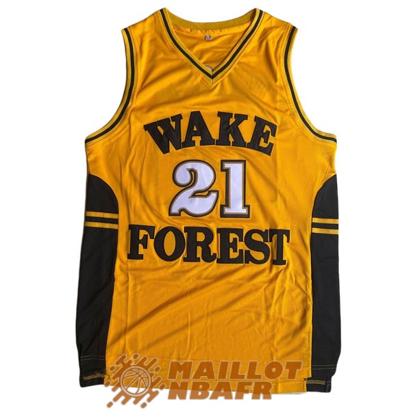 maillot NCAA wake forest university tim duncan 21 jaune noir