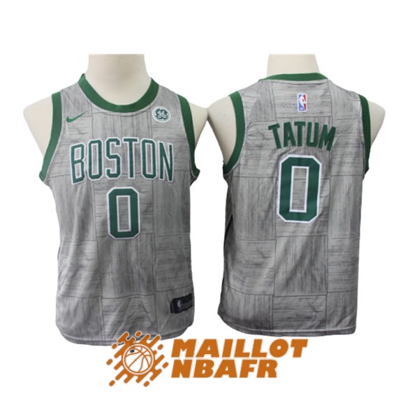 maillot boston celtics enfant jayson tatum 0 city edition gris vert 2017-2018