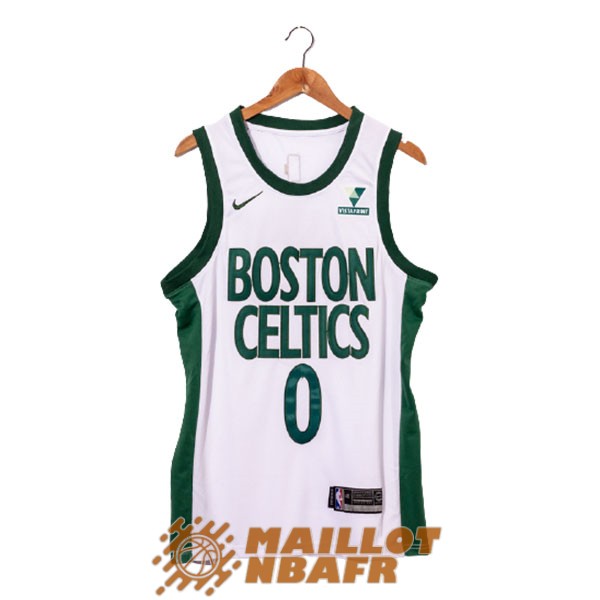 maillot boston celtics jayson tatum 0 city edition blanc vert 2021