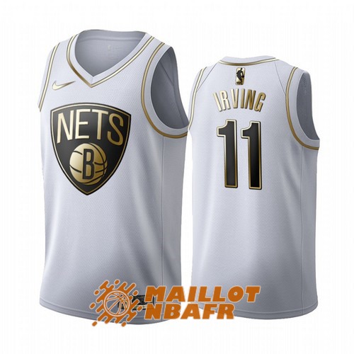 maillot brooklyn nets kyrie irving 11 blanco gold edition 2019-2020 blanc