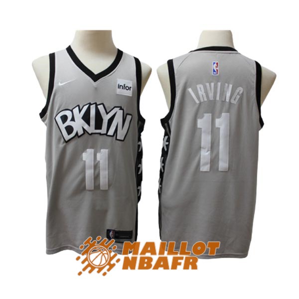 maillot brooklyn nets kyrie irving 11 gris 2019-2020