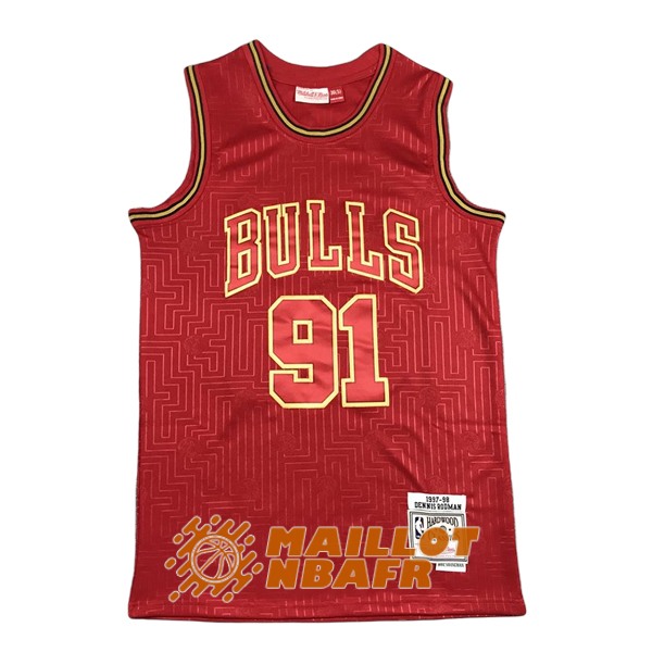 maillot chicago bulls dennis rodman 91 2020 rouge nouvel an chinois