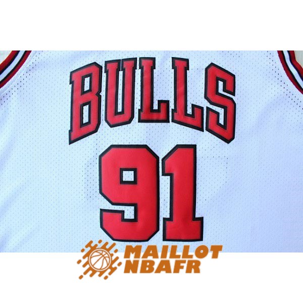 maillot chicago bulls dennis rodman 91 blanc rouge