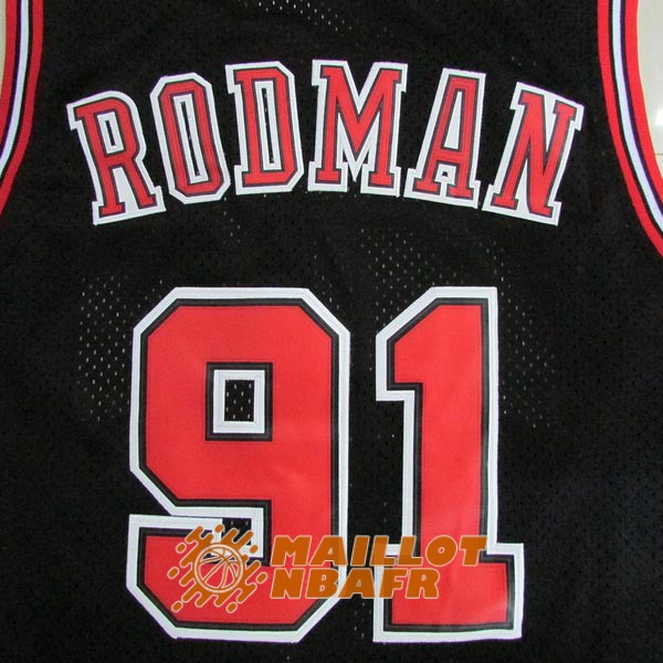 maillot chicago bulls dennis rodman 91 noir rouge<br /><span class=