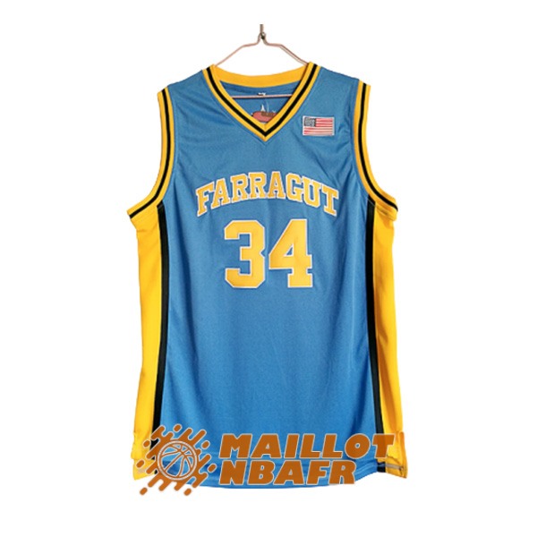 maillot farragut kevin garnett 34 edicion escuela secundaria bleu jaune
