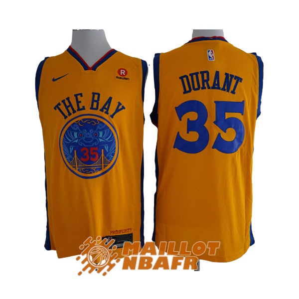 maillot golden state warriors kevin durant 35 jaune city edition