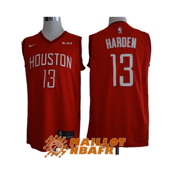 maillot houston rockets earned edition james harden 13 rouge