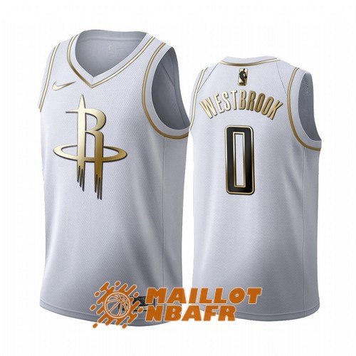 maillot houston rockets russell westbrook 0 blanco gold edition 2019-2020 blanc