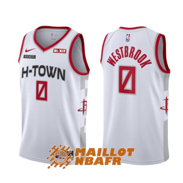 maillot houston rockets russell westbrook 0 city edition blanc 2019-2020