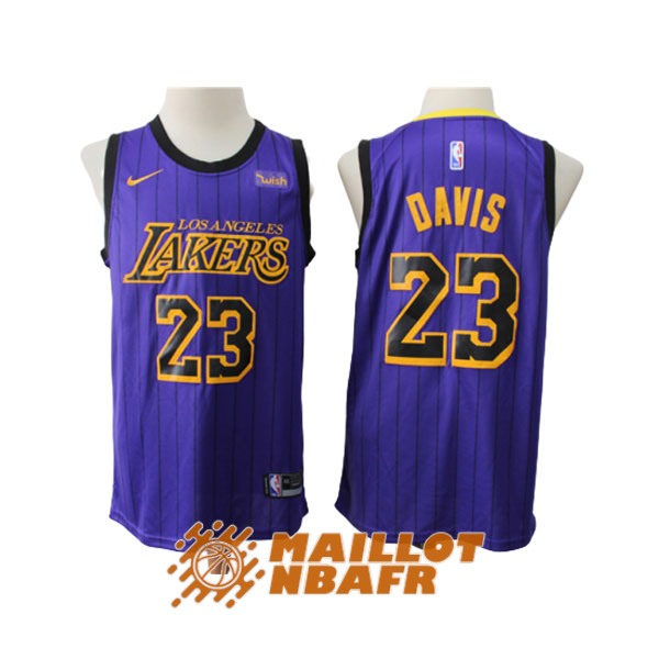 maillot los angeles lakers anthony davis 23 pourpre rayure city edition