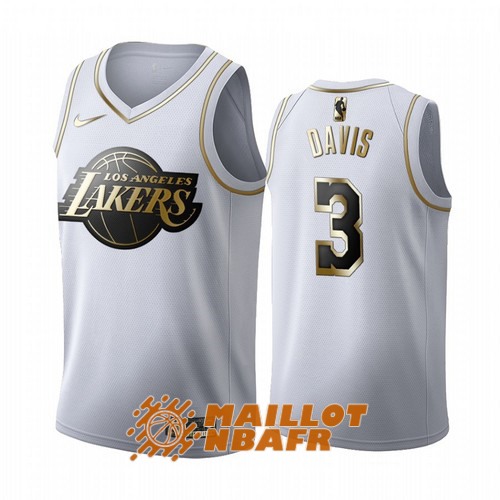maillot los angeles lakers anthony davis 3 blanco gold edition 2019-2020 blanc