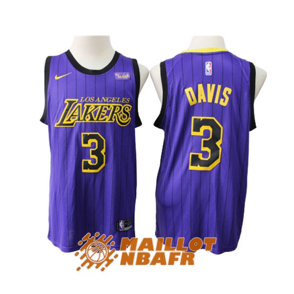 maillot los angeles lakers anthony davis 3 city edition pourpre rayure 2019 [maillotnba-10-29-309]