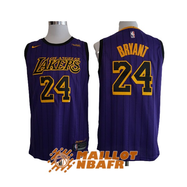 maillot los angeles lakers kobe bryant 24 city edition pourpre rayure 2019