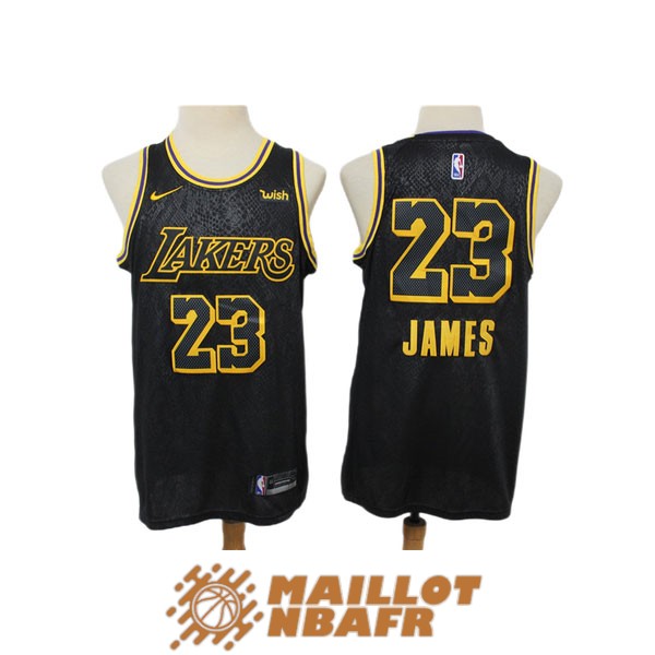 maillot los angeles lakers lebron james 23 city edition rayure noir 2020