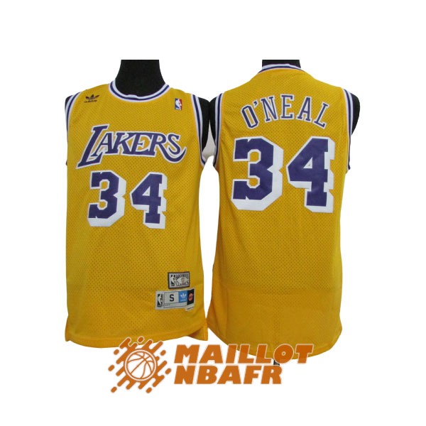 maillot los angeles lakers shaquille o'neal 34 jaune