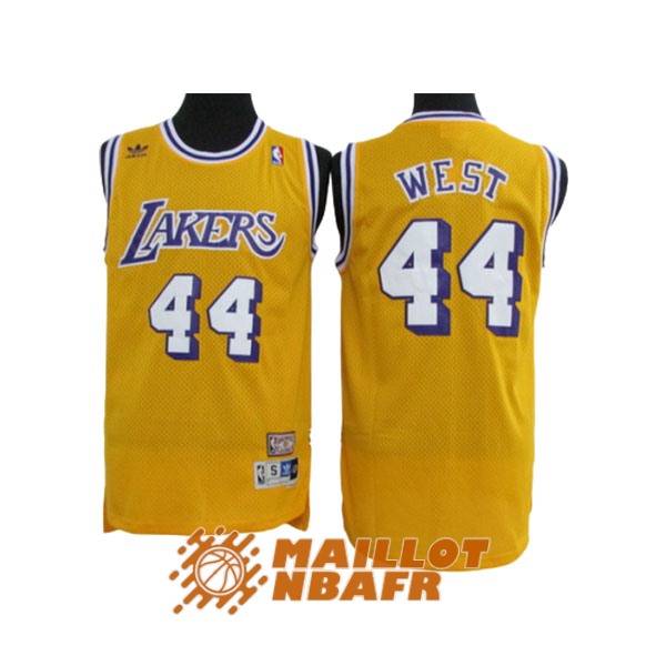 maillot los angeles lakers vintage jerry west 44 jaune