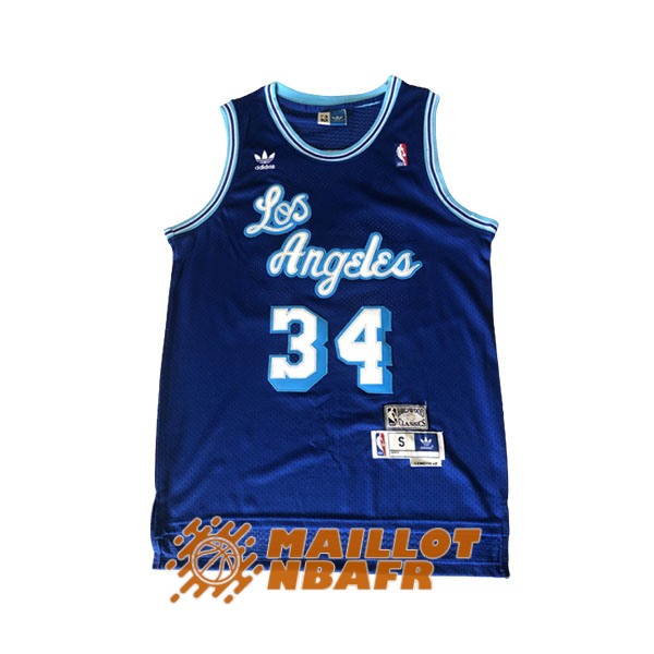 maillot los angeles lakers vintage shaquille o'neal 34 bleu