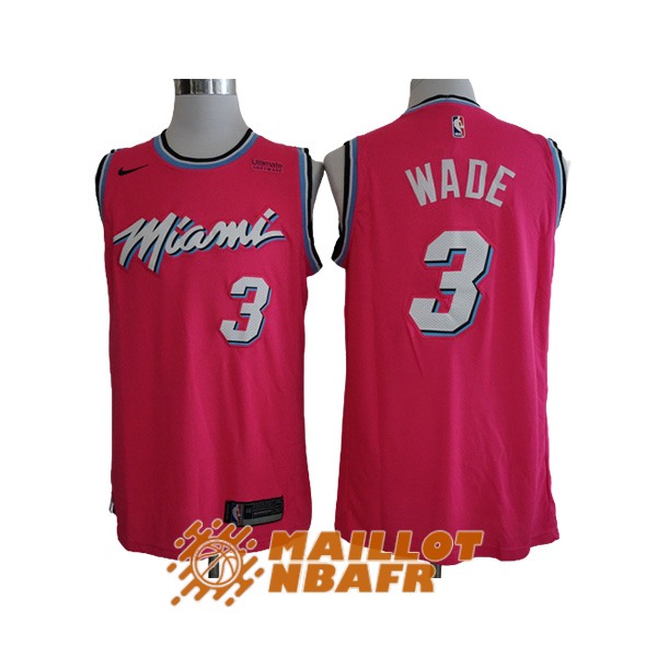 maillot miami heat earned edition dwyane wade 3 rose