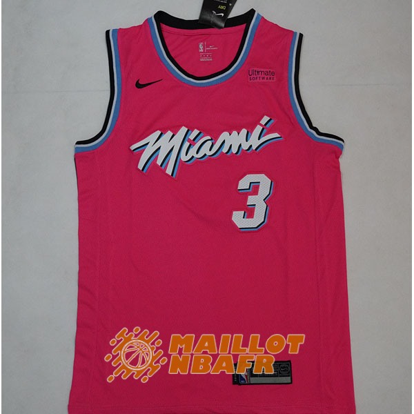 maillot miami heat earned edition dwyane wade 3 rose<br /><span class=