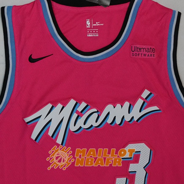 maillot miami heat earned edition dwyane wade 3 rose<br /><span class=