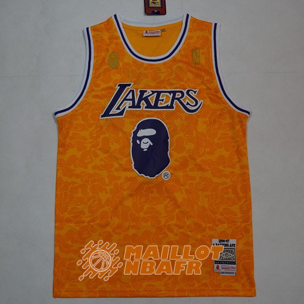 maillot mitchell x ness x bape los angeles lakers bape 93<br /><span class=