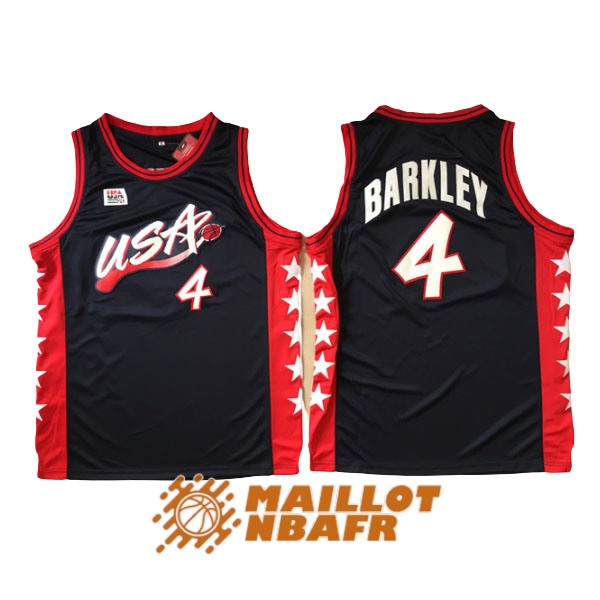 maillot olympique team usa charles barkley 4 noir rouge 1996