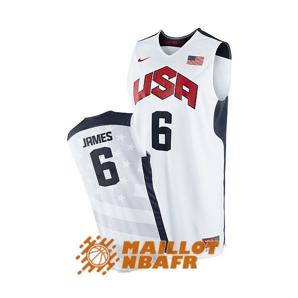 maillot olympique team usa lebron james 6 blanc noir 2012