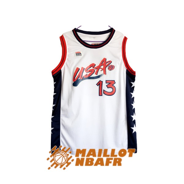 maillot olympique team usa shaquille o'neal 13 blanc noir 1996