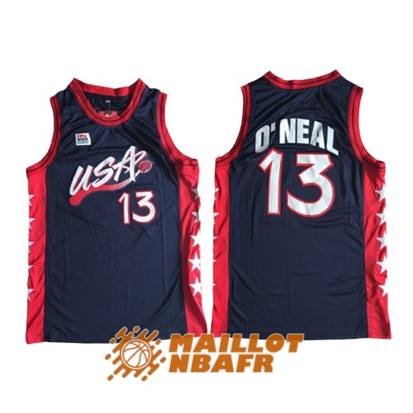 maillot olympique team usa shaquille o'neal 13 noir rouge 1996