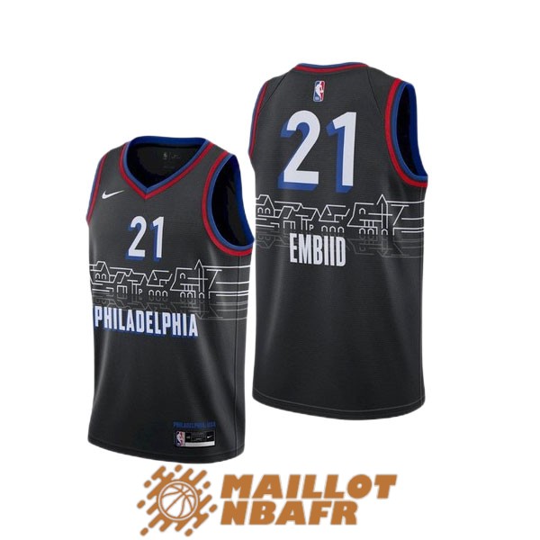 maillot philadelphia 76ers joel embiid 21 city edition noir 2021