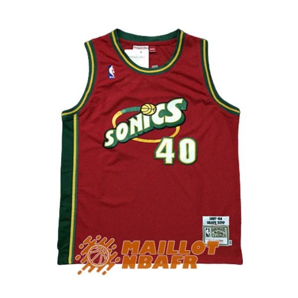 maillot seattle supersonics vintage shawn kemp 40 rouge 1997-1998