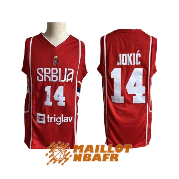 maillot serbia nikola jokic 14 european rouge