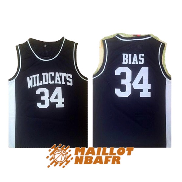 maillot wildcats vintage len bias 34 edicion escuela secundaria noir blanc