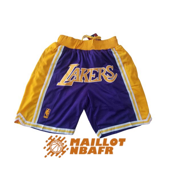 shorts los angeles lakers just don pourpre jaune