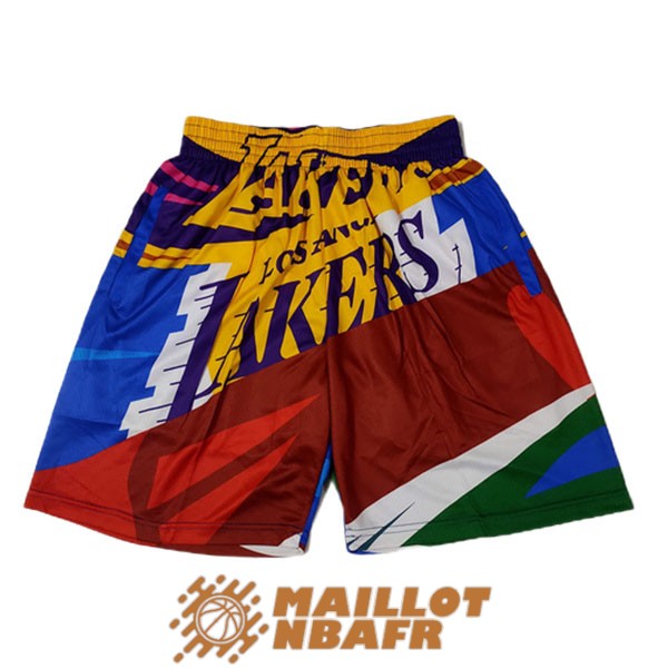 shorts los angeles lakers mitchell x ness hardwood classics pourpre